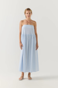 Foemina: Foemina Cordelia Dress - Powder Blue Seersucker