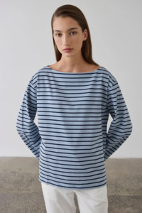 Laing Striped Long Sleeve T-shirt - Navy/Cadet Blue