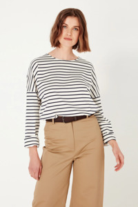 Shjark Olsen Tee - Navy/Ivory Stripe