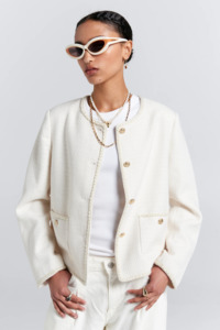Womens Jackets Nz: Karen Walker Boucle Jacket - Cream