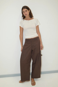 Pants: Deiji Studios Tab Pant - Dark Brown