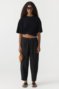Bassike Crushed Cotton Summer Pant - Black