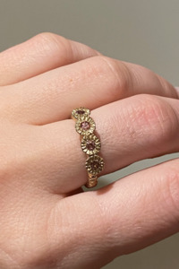 Alexandra Dodds Teeth Cluster Ring - 9ct Gold Pink Tourmaline