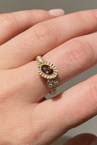 Designer Jewellery Nz: Alexandra Dodds Asymmetric Teeth Gem Ring - 9ct Gold Tourmaline/Diamond
