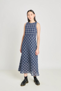 Twenty Seven Names Practice Dress - Navy Crinkle Check