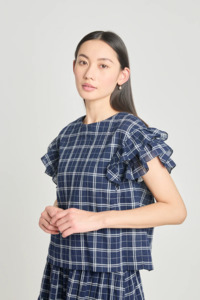 Twenty Seven Names: Twenty Seven Names Analyse This Top - Navy Crinkle Check