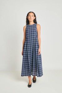 Twenty Seven Names: Twenty Seven Names Alternate Realities Dress - Navy Crinkle Check