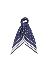 Karen Walker Whale Floral Classic Silk Scarf - Navy