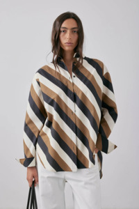 Gregory Nz: Gregory Therese Shirt Stripe - Parchment/Tobacco Stripe