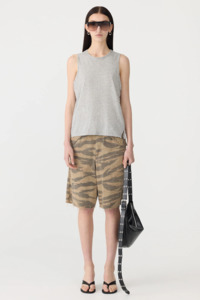 Bassike Fine Bind Athletic Tank - Grey Marl