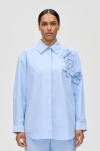 Stine Goya Floral Shirt - Brunnera Blue