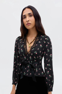 Designer Rixo: Rixo Charis Top - Sienna Bud Black