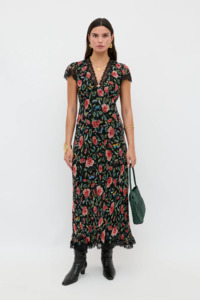Rixo Clarice Dress - Butterfly Floral Black