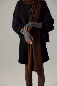 Francie: Francie Fingerless Gloves - Granite