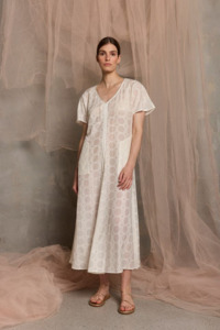 Luxe De Valentina Ionian Drawstring Midi Dress - White