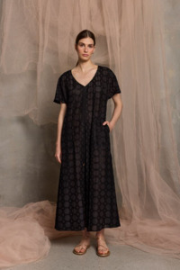 Luxe De Valentina Ionian Drawstring Midi Dress - Black