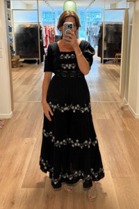 Dresses Nz: Rixo Philippa Dress - Lilia Embroidery Black