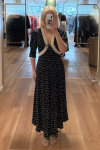 Dresses Nz: Rixo Amina Dress - Layla Dot Navy