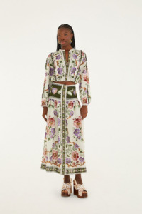 Farm Rio Midi Skirt - Rococo Flowers Cream