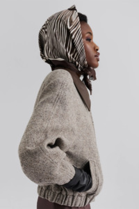 Malina Silk Twill Fringe Scarf - Moire