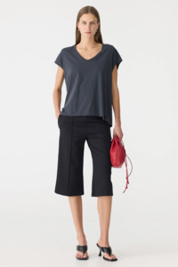 Bassike Fine Bind Scoop Neck Tank - Washed Navy