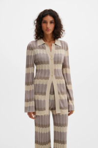 Knitwear Collection: Malina Linnea Cardigan - Multi Taupe