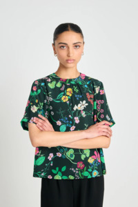 Tees Singlets: Twenty Seven Names Interpretations Tee - Deep Green Floral