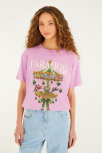 Farm Rio Paris Carousel Relaxed T-shirt - Lilac