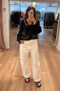 Rixo Maribelle Top - Laila Embroidery Black