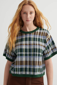 Kowtow Chequered Tee - Forest
