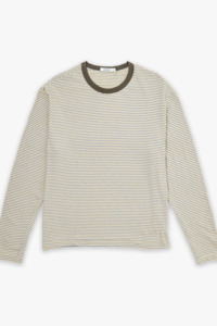 Tees Singlets: Bassike Boyfriend Htg LS T-shirt - Yellow/Purple