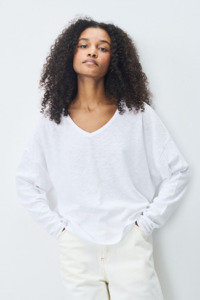 American Vintage Sonoma LS V neck T-shirt - White