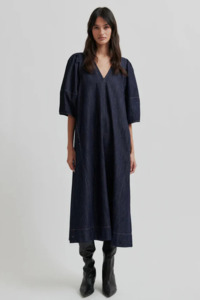 Second Female Dera Denim Dress - Dark Blue Denim