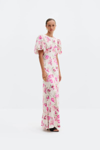 Malina Freja Pouf Sleeve Maxi Dress - Tulip Pink
