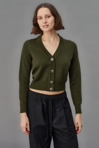 Standard Issue Merino V Neck Cardigan - Smudge