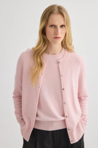 Laing Cashmere Crewneck Cardigan - Blush