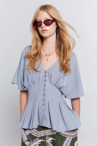 Karen Walker: Karen Walker Florence Top - Steel Blue