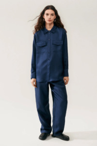 Silk Laundry Twill Boyfriend Shirt - Midnight
