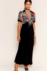 Dresses Nz: Rixo Anais Dress - Swirl Daisy Black