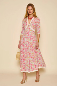 Rixo Amina Dress - Shell Pansy Ivory