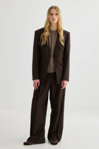 Nz Designer Laing: Laing Invert Pleat Trouser - Truffle