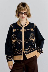 Karen Walker: Karen Walker Carousel Knit Bomber - Navy