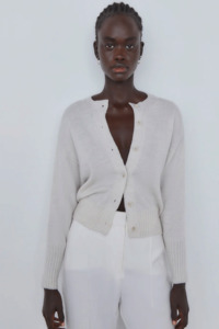 Viktoria & Woods Hart Merino Cardigan - Ivory Marl