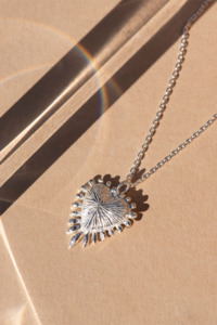 Zoe & Morgan Hearts Ray Necklace - Sterling Silver