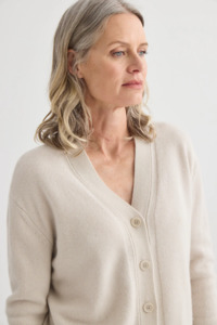 Laing Cashmere V-Neck Cardigan - Oyster