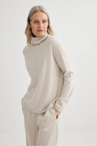 Knitwear Collection: Laing Mara Cashmere Funnel Neck - Oyster