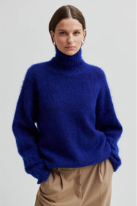 Second Female Ina Knit T-neck - Mazarine Blue