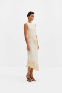 Dresses Nz: Malina Lovis Midi Dress - Pearl