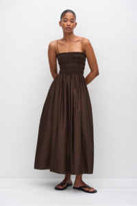 Matteau Shirred Bodice Dress - Chocolate