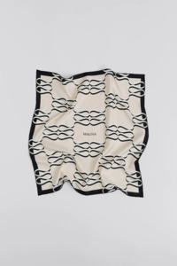 Malina Silk Twill Scarf - Monogram Cream